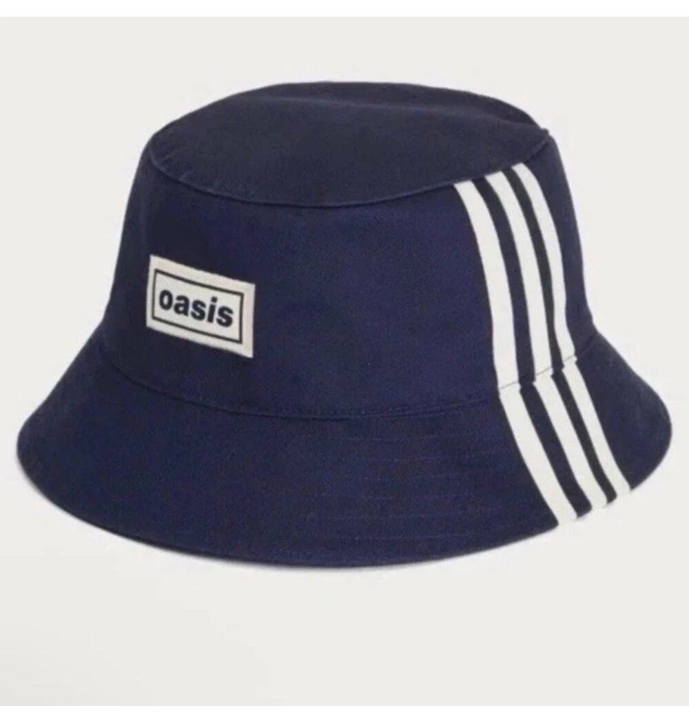 Oasis x Adidas Limited Edition 2025 Tour Bucket Hat Navy Blue Stripe NWT